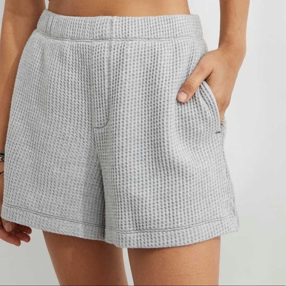 aerie gray waffle shorts